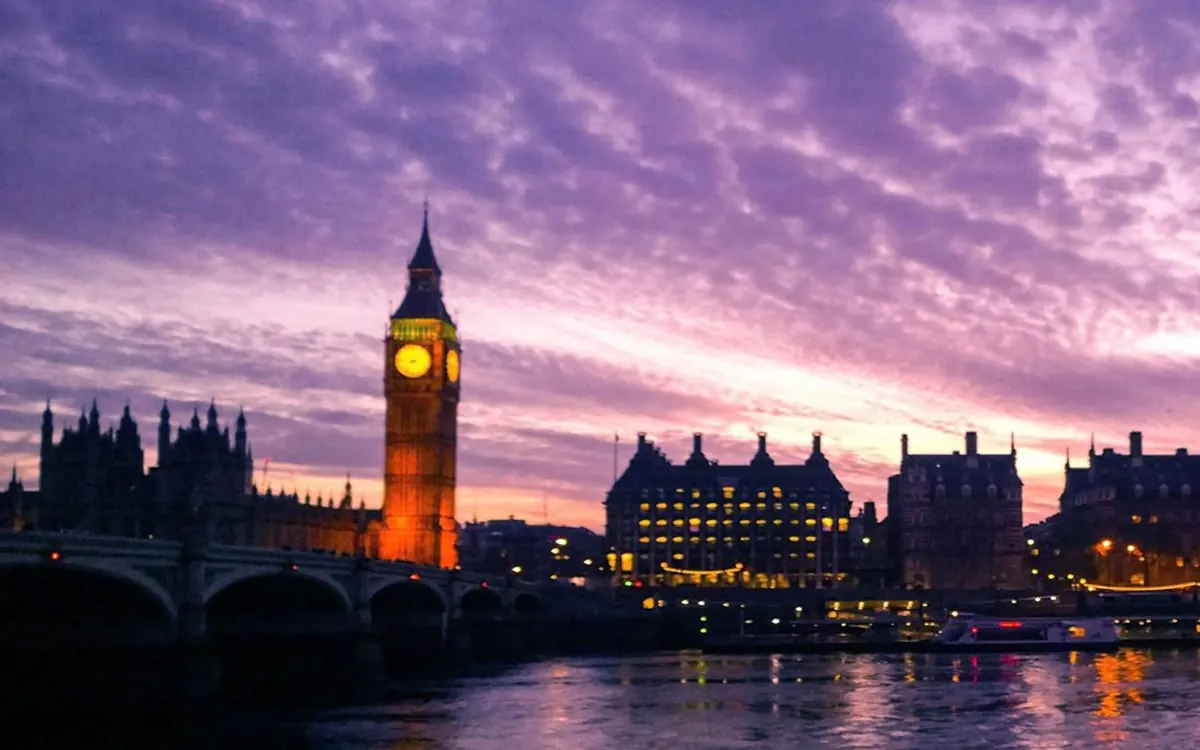 The Palace of Westminster at dusk